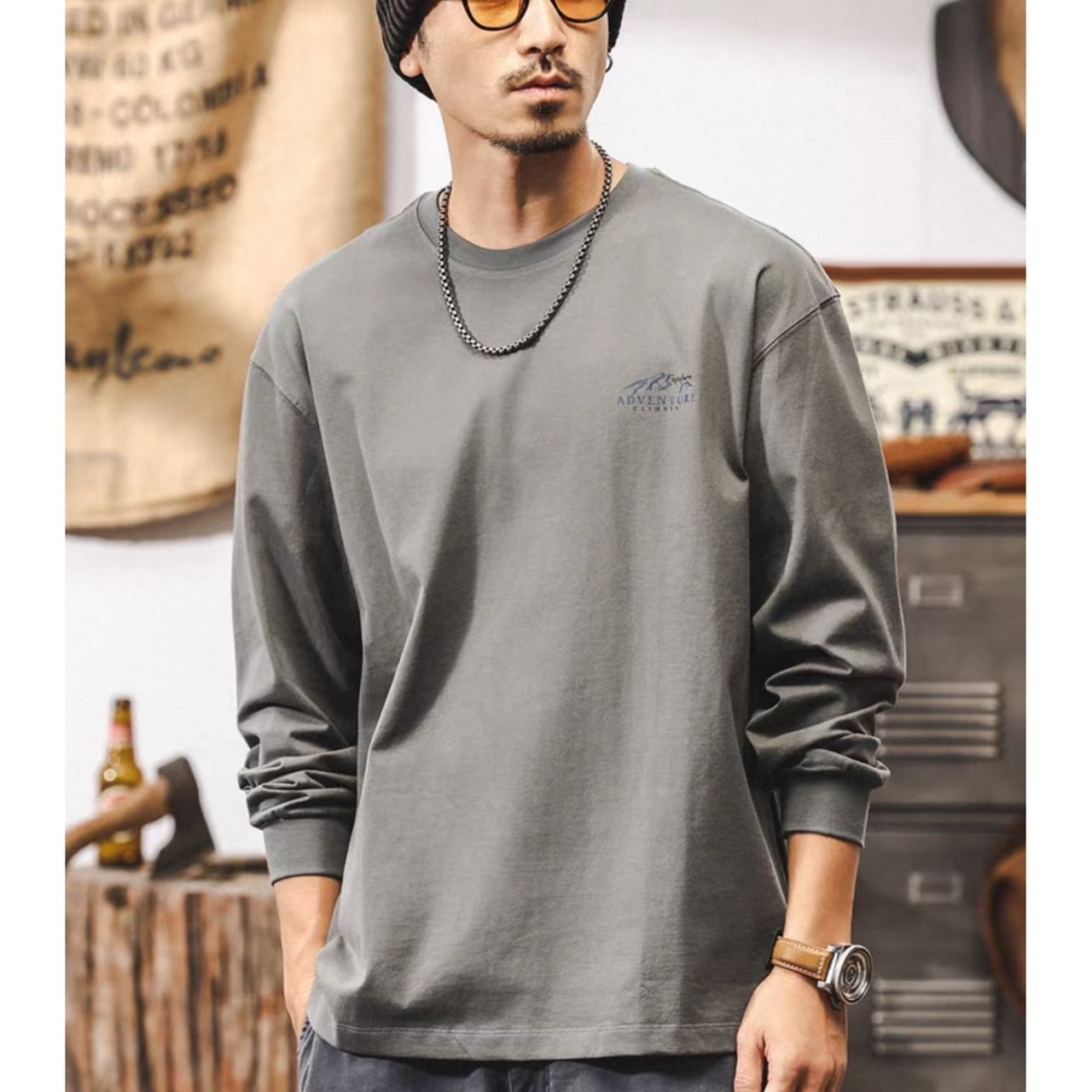 Retro outdoor print crewneck tee 1285 - 2