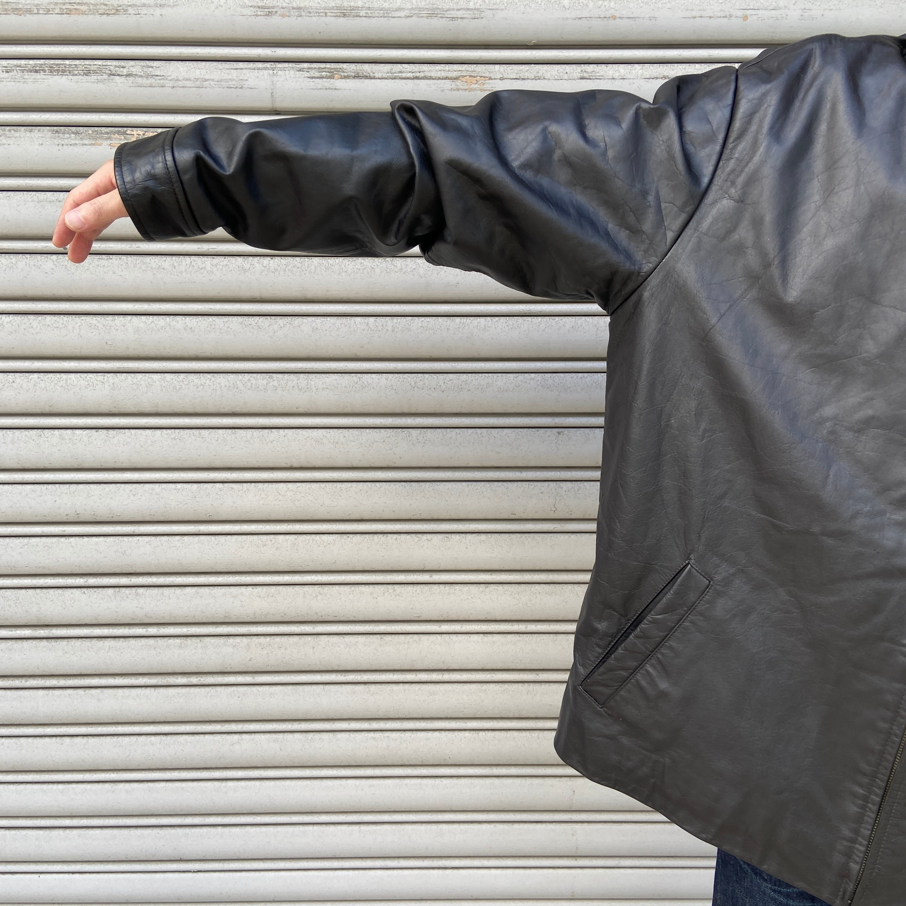 90s GAP オールドギャップ レザージャケット スポーツジャケット 黒 XL