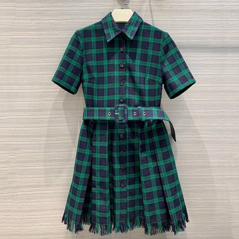 新品未使用　ホームスパン　タータンチェックワンピース　グリーン×ブラック セール】 【20th Anniversary】アニバーサリーチェック