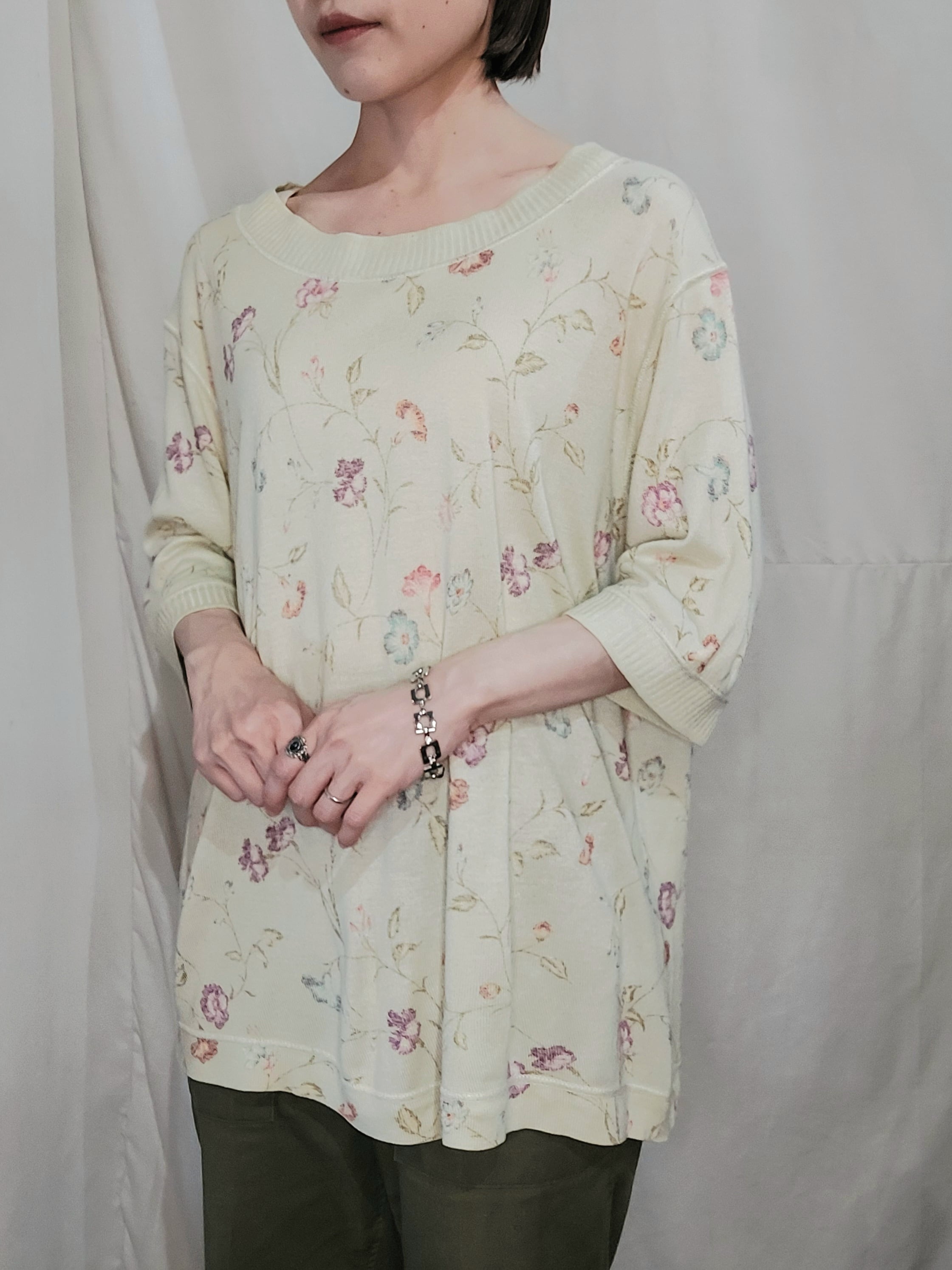 サマーヤーンの手編みセーター Crochet summer knit sweater[M-76]かぎ編みサマーニットセーター | PREIN