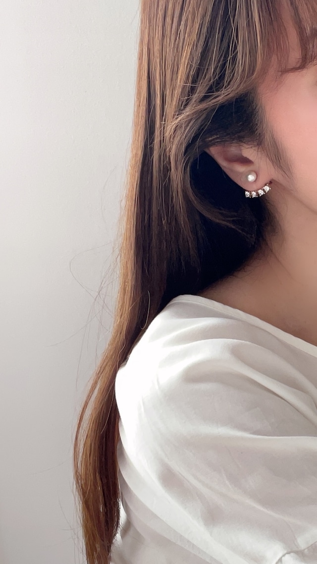 (即納) Fil. / Wrap pearl&crystal earring