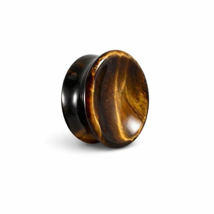 天然石ピアス ボディピアス タイガーアイ 22mm 25mm プラグ ダブル