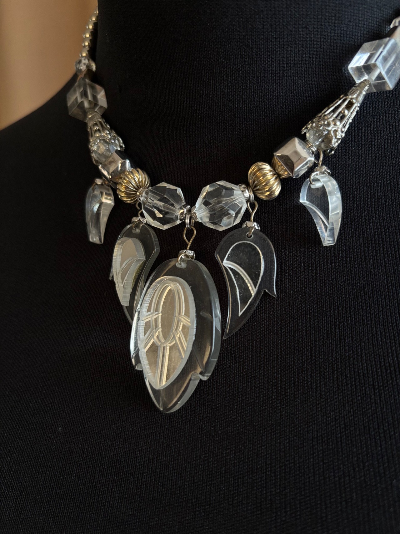 vintage geometric statement necklace-5140-7
