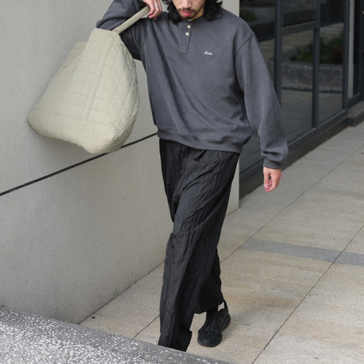 Henry neck button down sweatshirt 0200 - 16