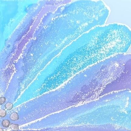 ブルーFlower アルコールインクアート お花 癒し 元気 明るい | 開運