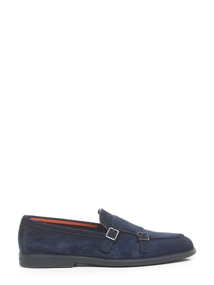 SANTONI サントーニ メンズ ローファー レザー・スエード・ラバー ネイビー