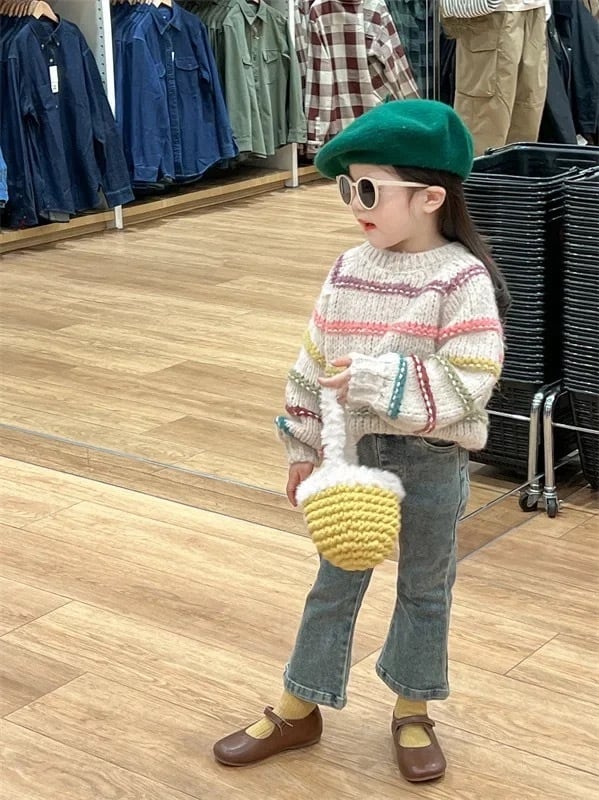 100~110cm カラフルボーダーニット