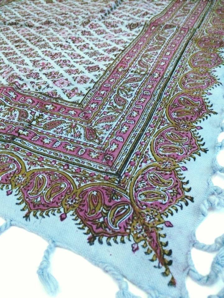 イラン更紗 ブルー ボタニカル 天然染料 型押し | 世界の輸入雑貨