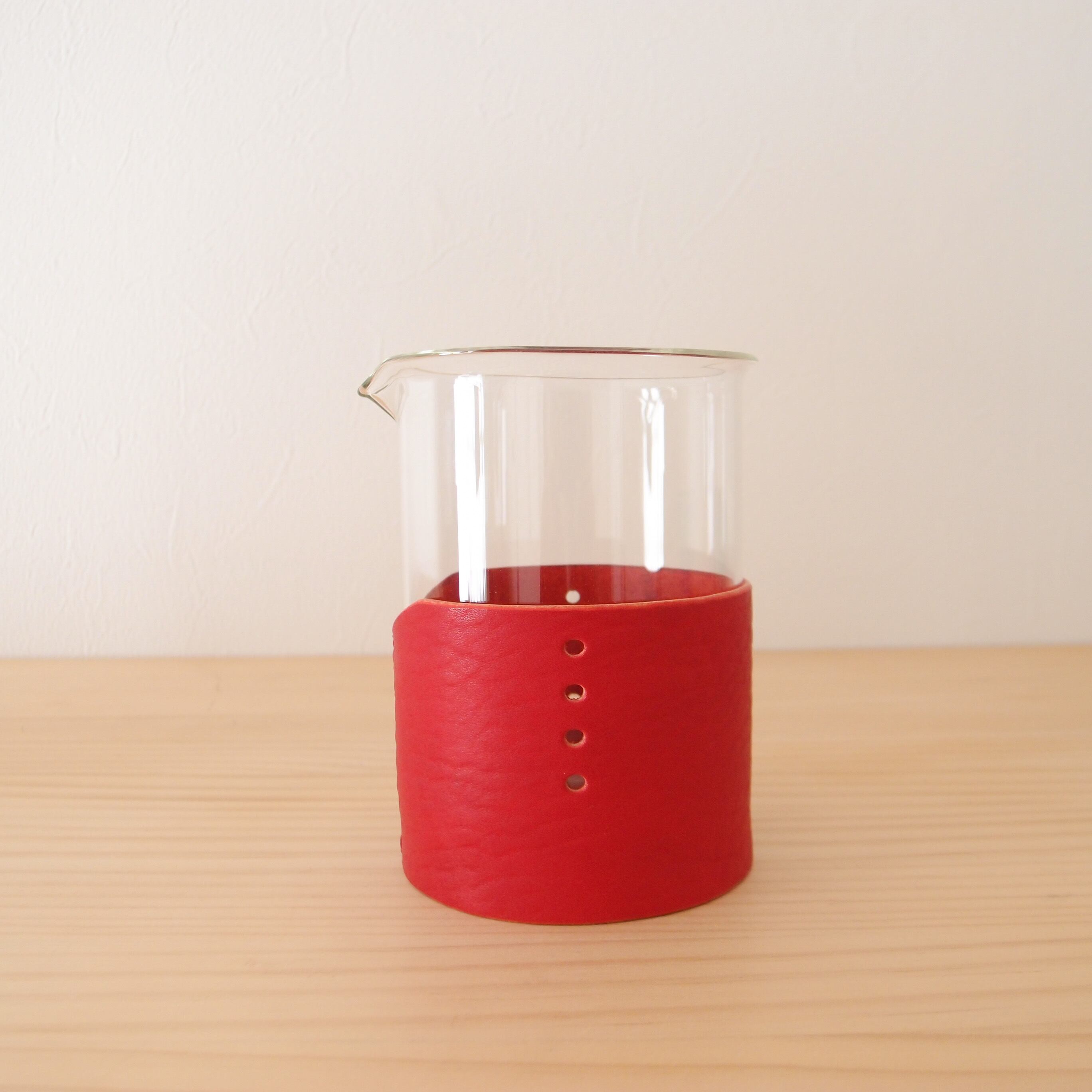 【受注生産】BOROSIL ビーカー 500 ブランク leather cover set(レッド)