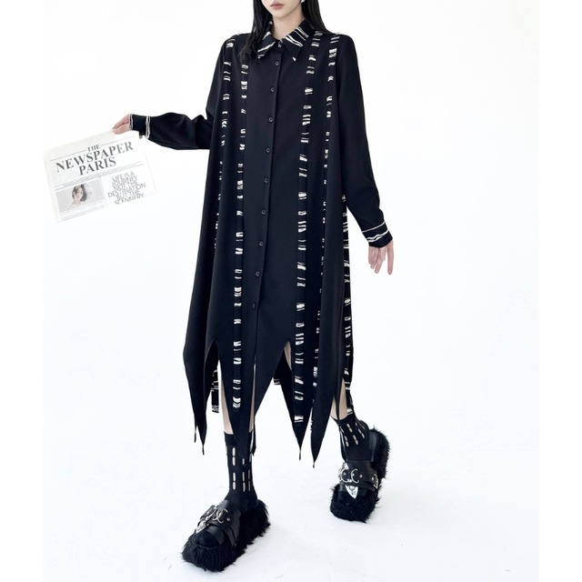 Irregular line long one piece C1624