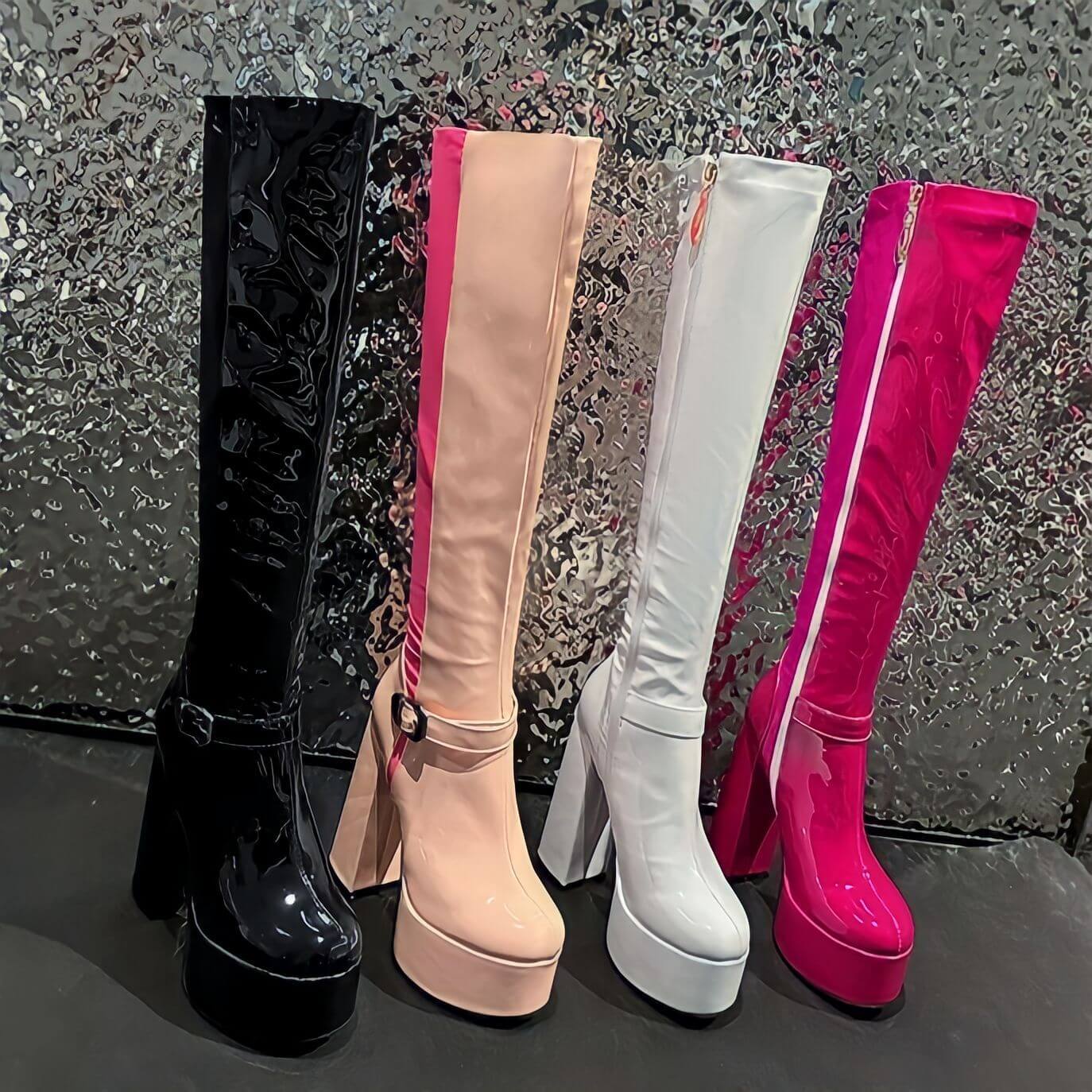 rin、厚底 ロングブーツ 取り寄せ]M-WALL1473-V2 / 厚底ブーツ / 本革【NEW ROCK】 | Spider