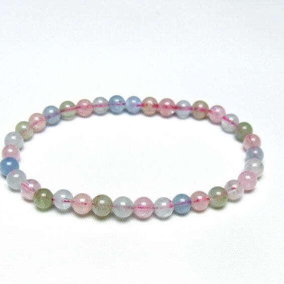 ミックスカラーベリル ブレスレット 5mm 一点物 メール便可 [M便 1/10] 111-48789