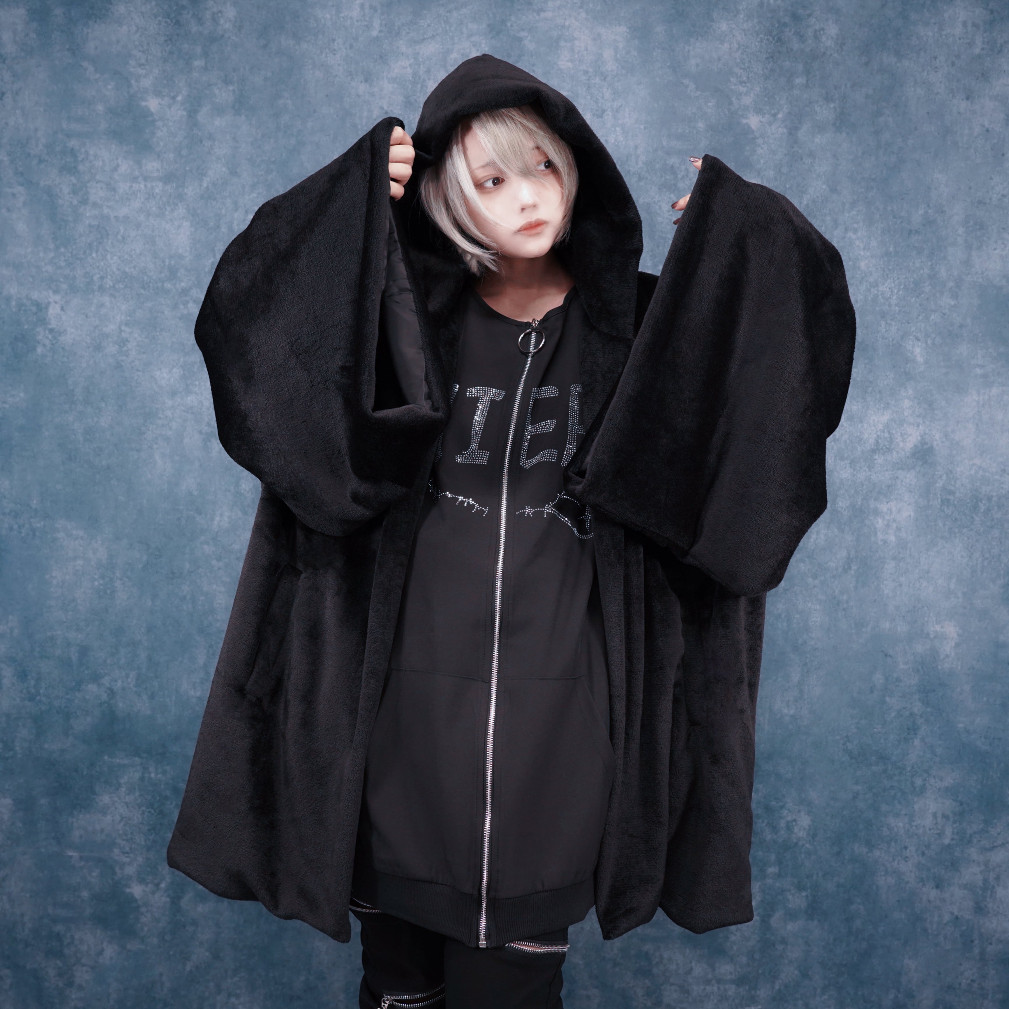 着物袖風ふわもこBLACK OUTER | NIER CLOTHING