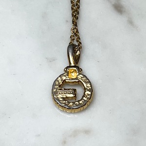 vintage GIVENCHY gold color metal "G" pendant necklace
