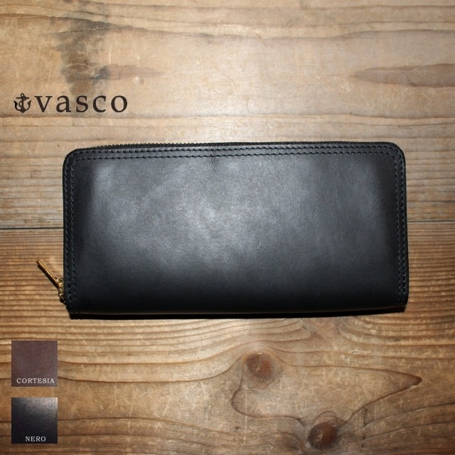 vasco　レザーZIPロングウォレット LEATHER VOYAGE ROUND ZIP LONG WALLET　VSC-701Z　（NERO）