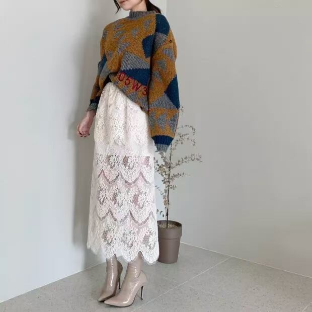 ボトルネック　柄ニット　AJ1079-8052　