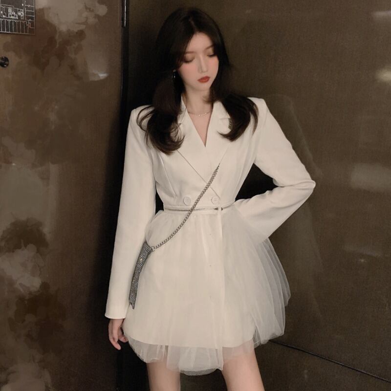 ドレス メッシュスカート スプリングショート 春物 ステッチ YY-ファッション36508053095