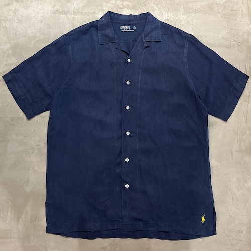 “Size M”Polo Ralph Lauren Silk×Linen Open Collar Shirt “CALDWELL”