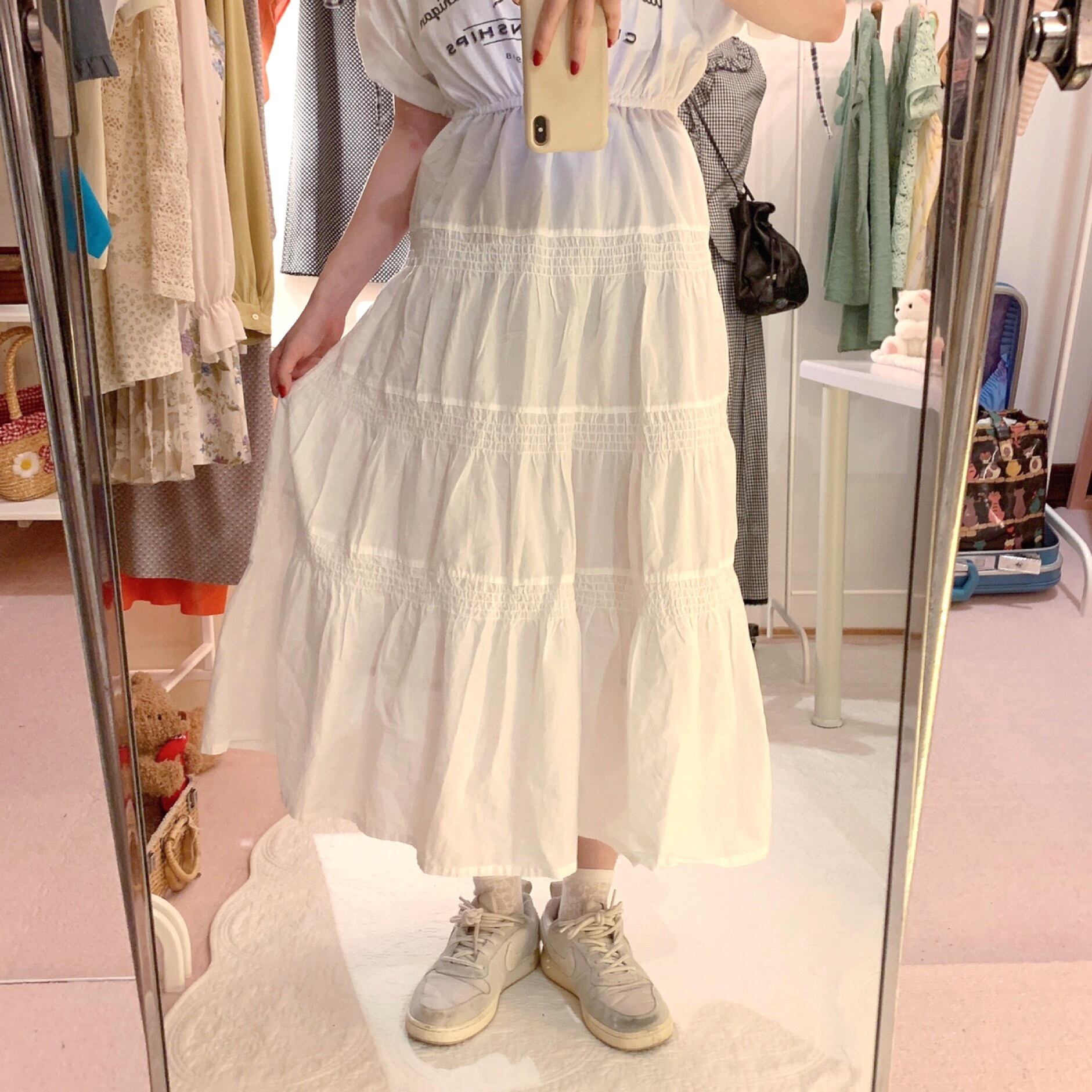 remake / check ribbon sports T one-piece