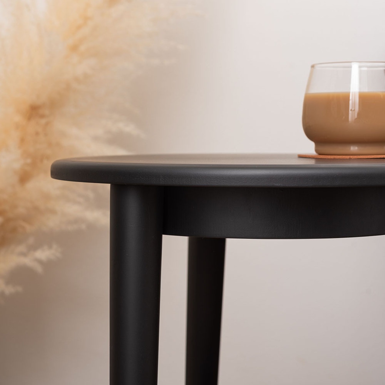 ラタン調 サイドテーブル 棚付き