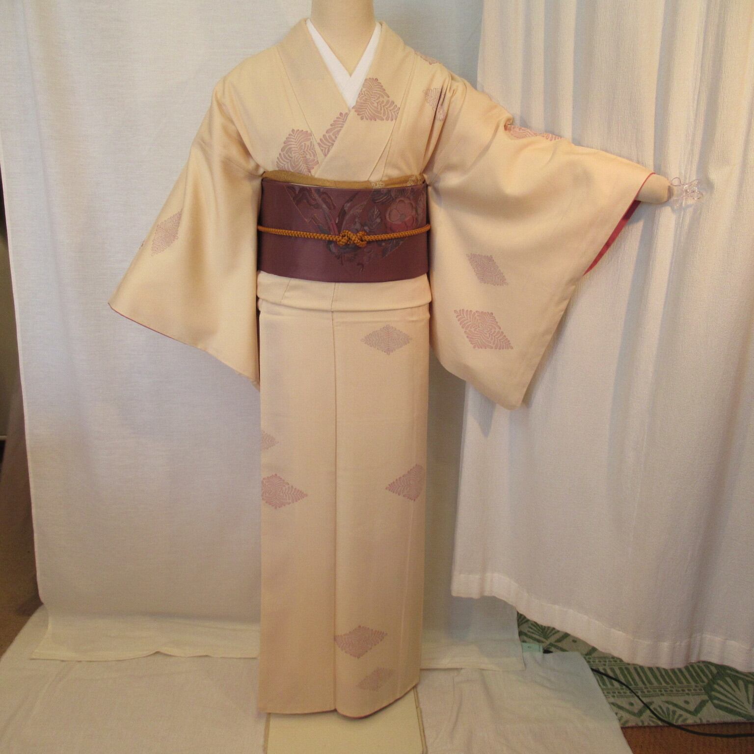 1198クリーム色小紋 単品 00b247f5f83f957297d12a5701ef76