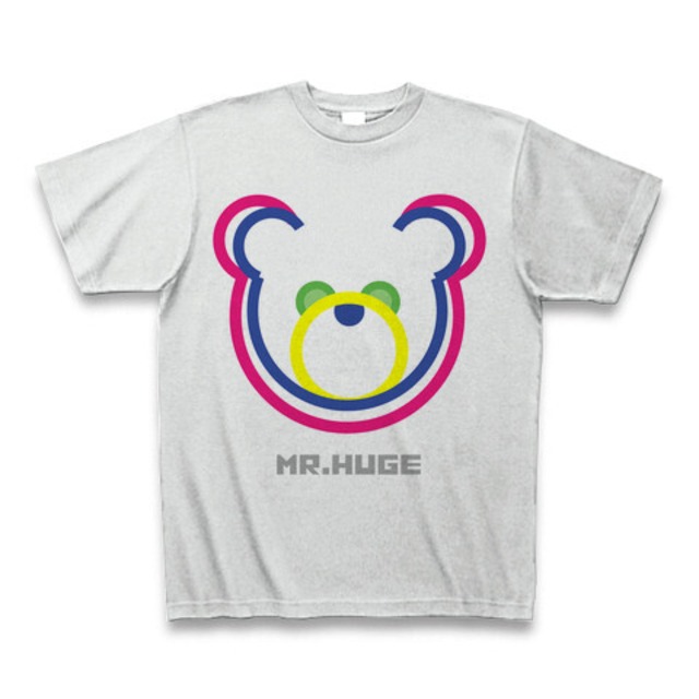 MR.HUGE DOUBLE LINE BEAR（ダブル　ライン　ベア）PRINTED Tシャツ　アッシュグレー×ピンク