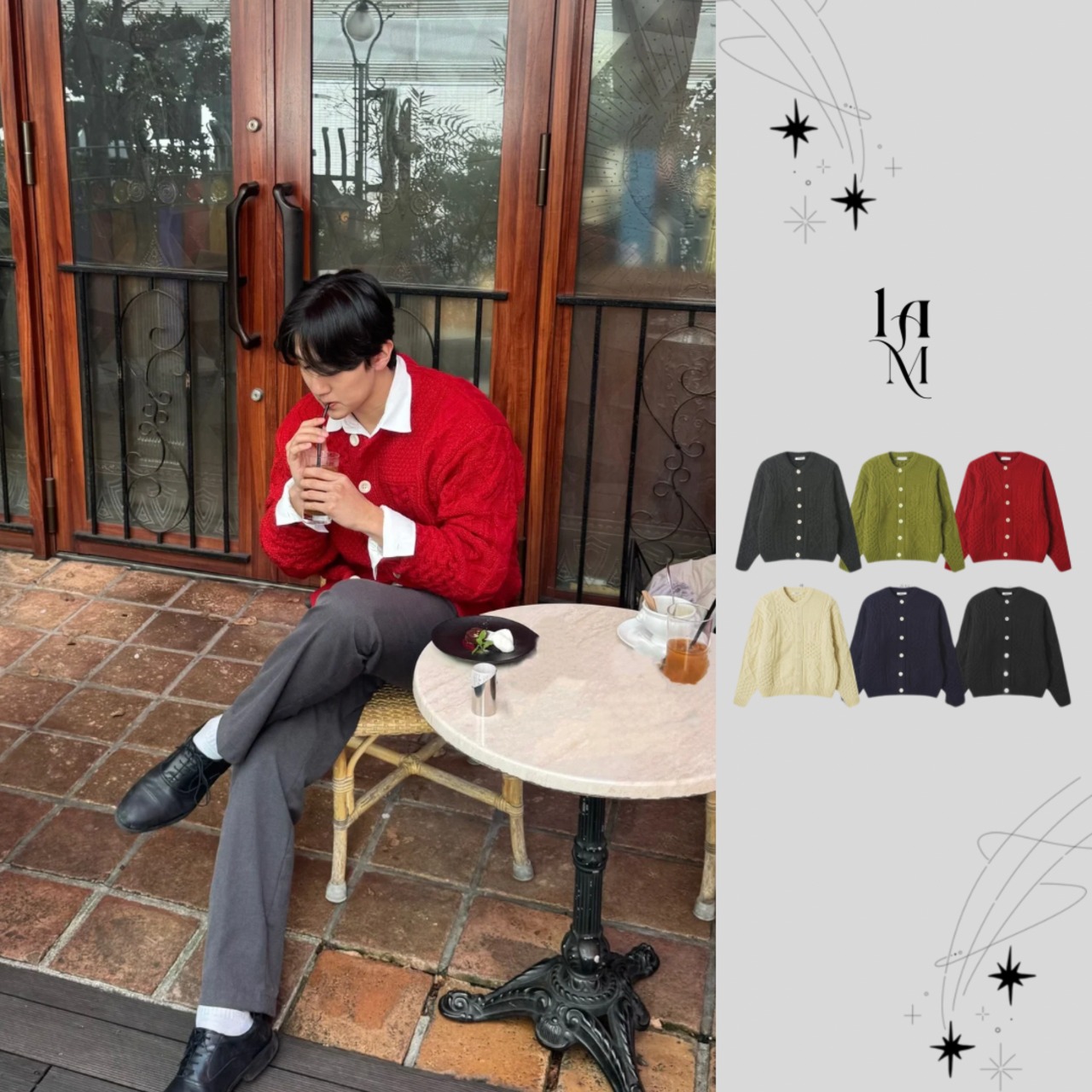 Premium Wool Crew Neck Cable Knit Cardigan(6color) - 1