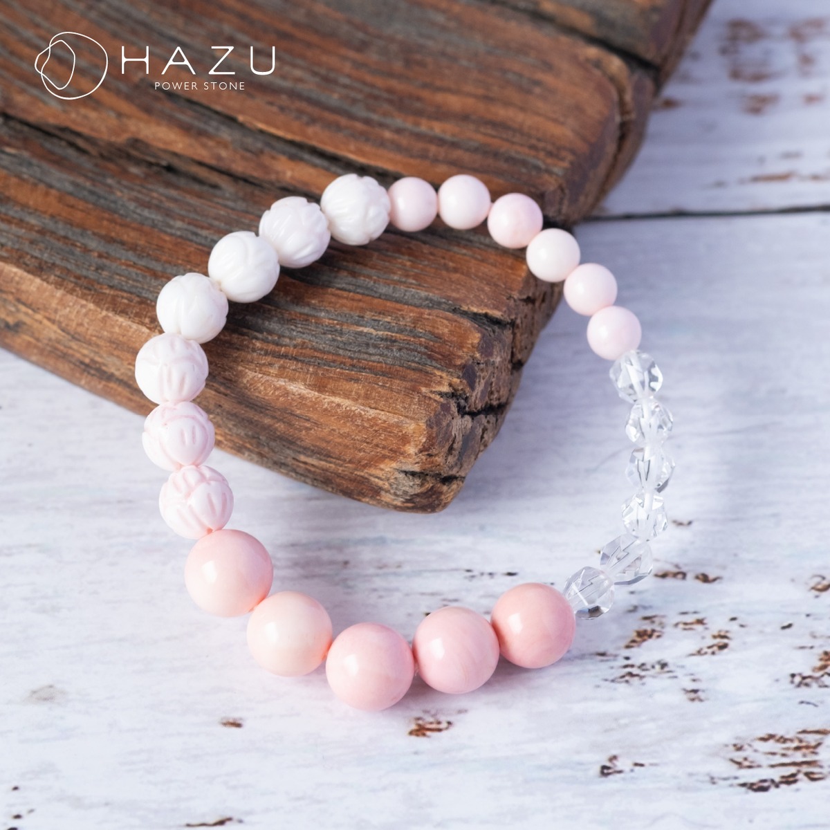 蓮華の五徳☆天然ピンクシェル［クィーンコンクシェル／水晶  