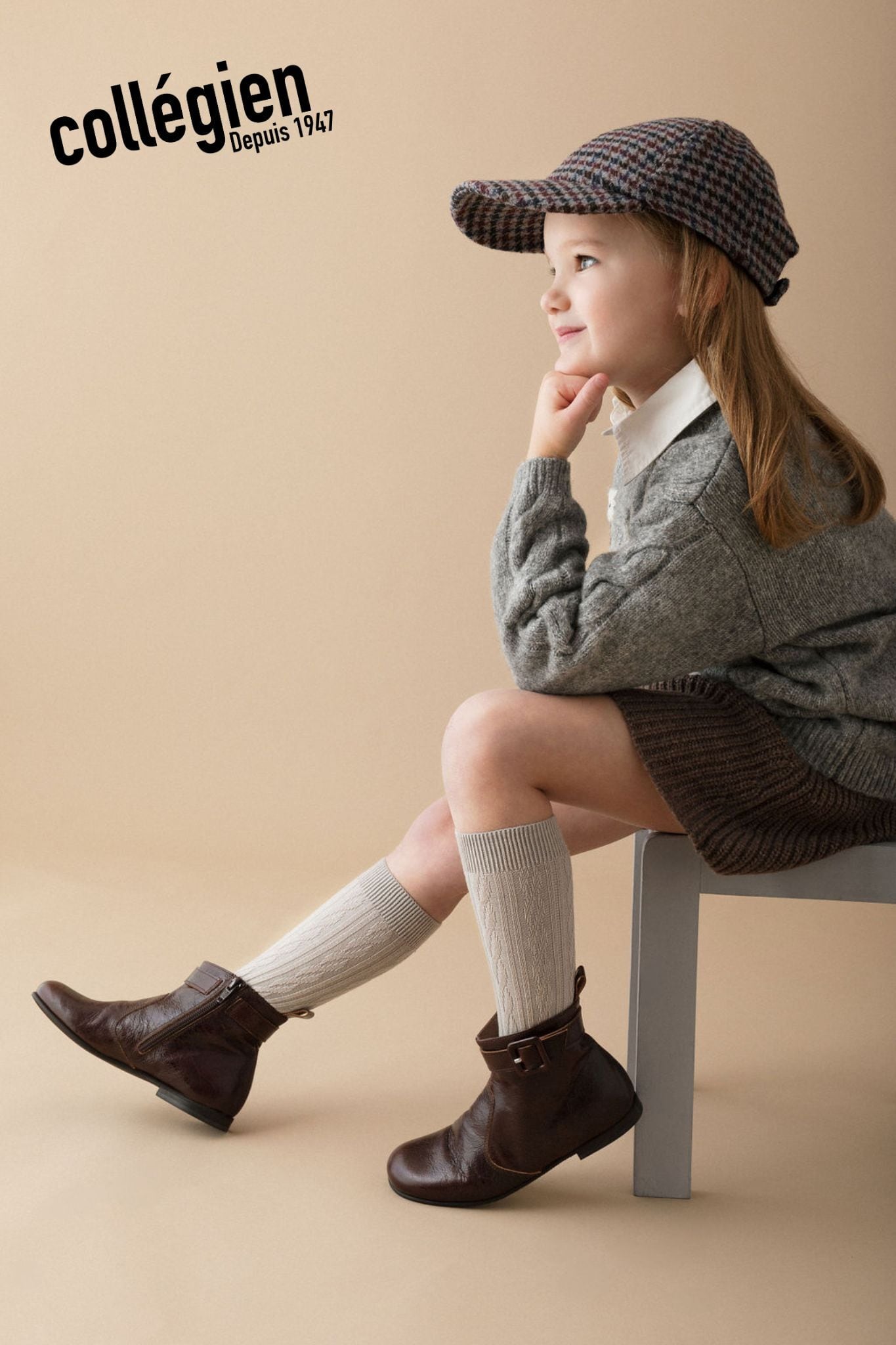 即納AW25【collegien(コレジアン) Alix -Cable knit Merino wool Knee-high Socks】