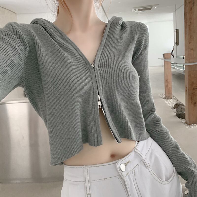 フード付きニットカーディガンレディース2020年秋新作ショートスリムフィットウエスタンスタイルジャケット長袖アウターセータージャケット ドラファッションホール81504408059