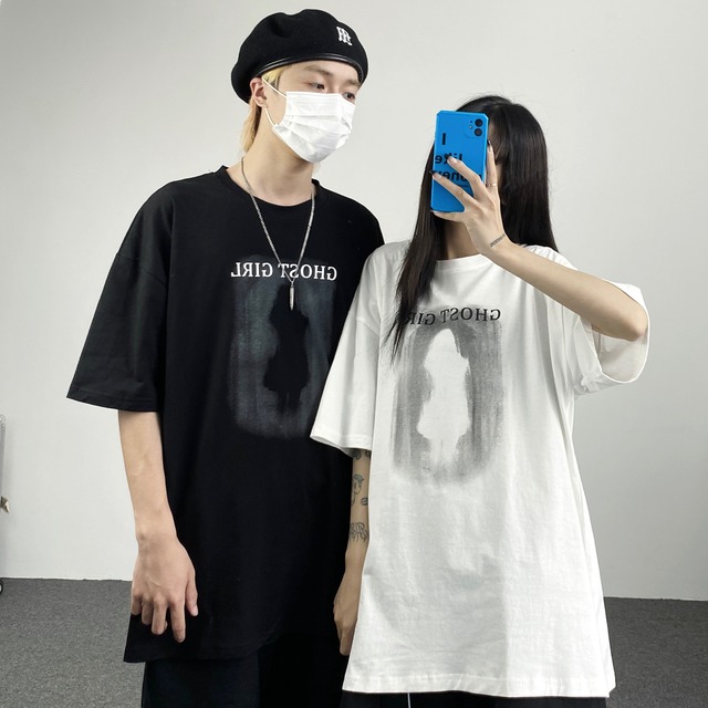 【韓国通販 dgo】UNISEX 2colors プリントTシャツ「GHOST GIRL」 ブラック/ホワイト(M3874）