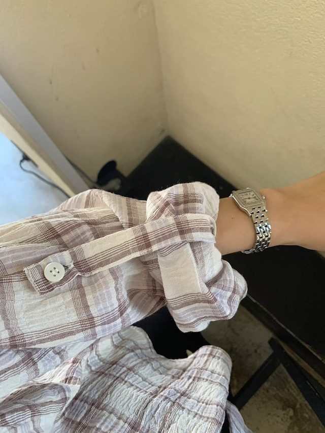 (LITER) cocoa roll up check shirt