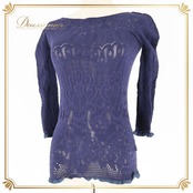 バレエ 衣装 ノーソーイングニット ネイビー系 チャコットロイヤルダンス Chacott ROYAL DANCE 紺 フリル 日本製 社交ダンス 練習 レッスン 伸縮 ストレッチ 上品 かわいい 落ち着いた色 ノーソーイング