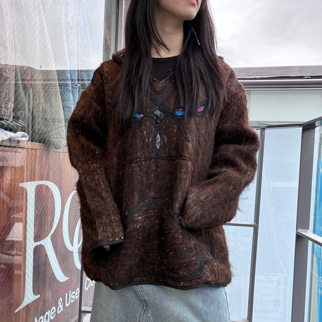 Guatemala design shaggy wool parka