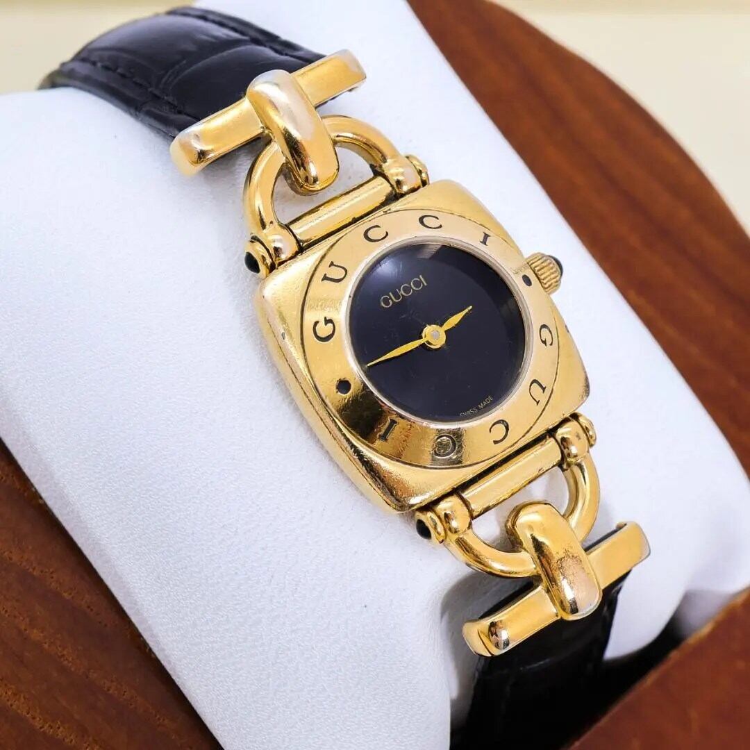 1円☆稼働品【GUCCI/グッチ】3000L スイス製 GGロゴ有 ゴールド文字盤