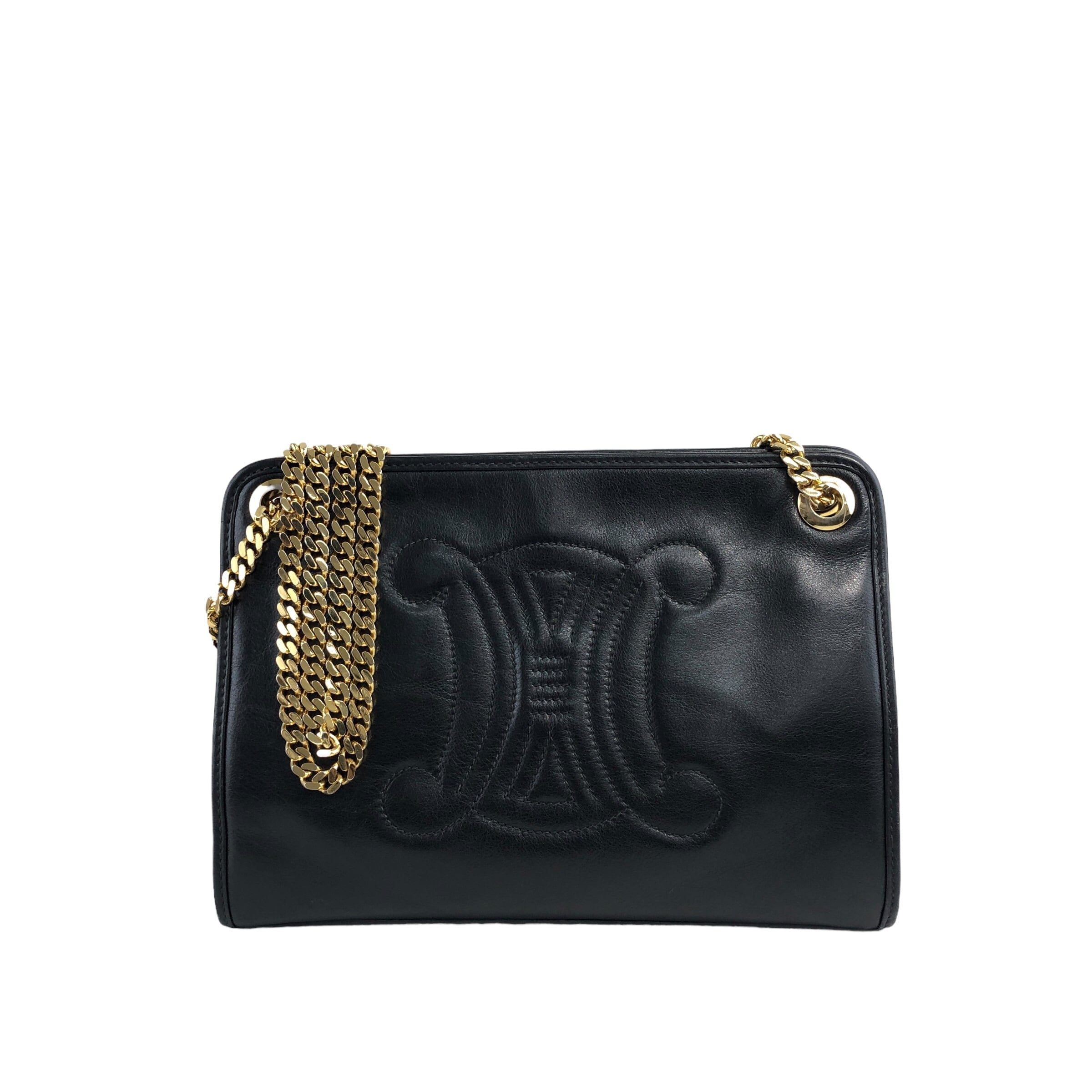 CELINE セリーヌ ショルダーバッグ ブラック ブラゾン型押し CELINE セリーヌ ショルダーバッグ ブラック ブラゾン型押し