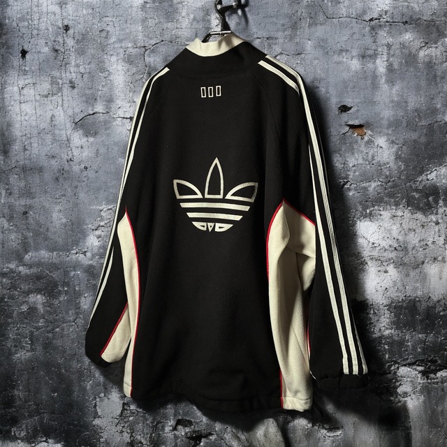 90s adidas フリースジャケット　ツートンカラー　バック刺繍　トレフォイル　アディダス