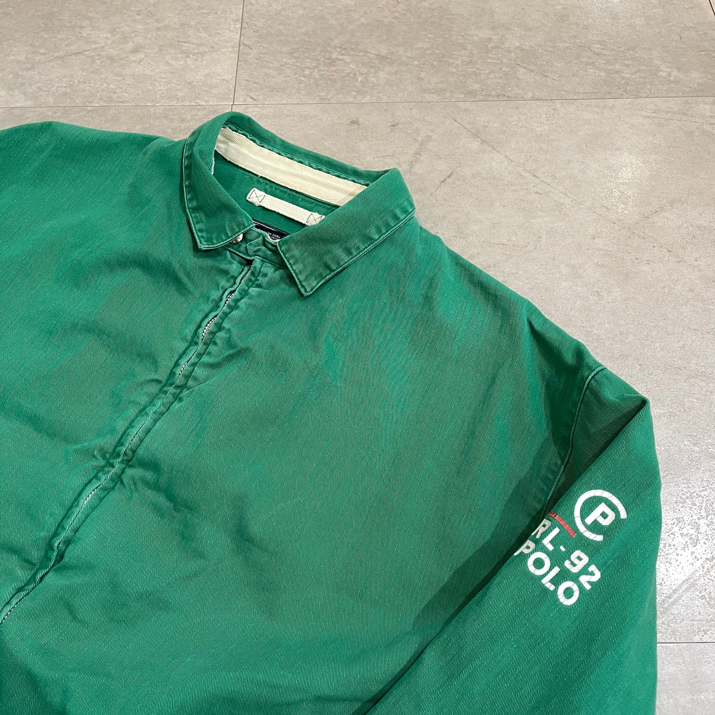 90年代 USA製 size : XL【 RL-92 】Polo by Ralph Lauren ラルフローレン スイングトップ ジャケット  ライトアウター 緑 古着 古着屋 高円寺 ビンテージ