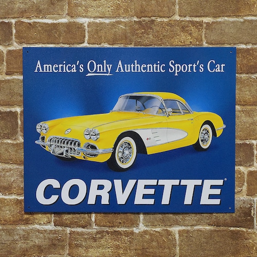 シボレー・コルベット(America's Only Authentic Sport's Car)アメリカンブリキ看板
