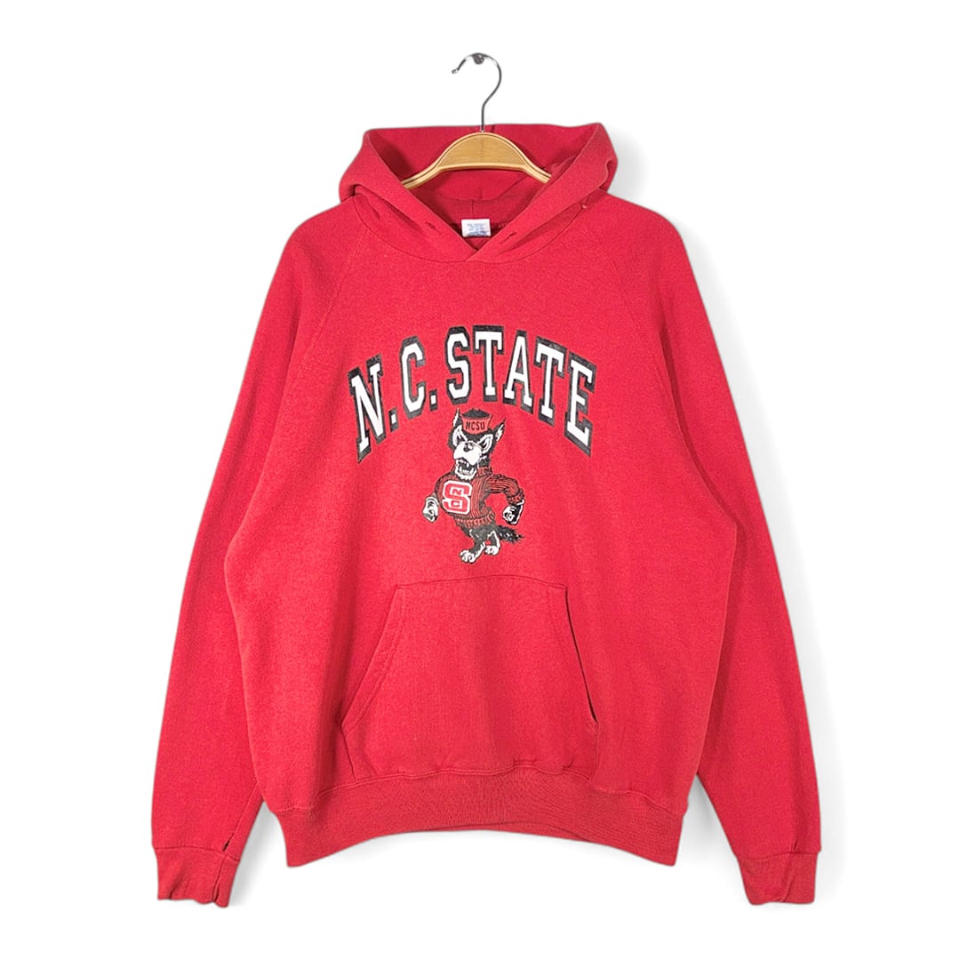 80s ノースカロライナ州立大学 USA製 ヴィンテージスウェットパーカー カレッジ レッド NORTH CAROLINA STATE メンズXL 古着 @CG0455