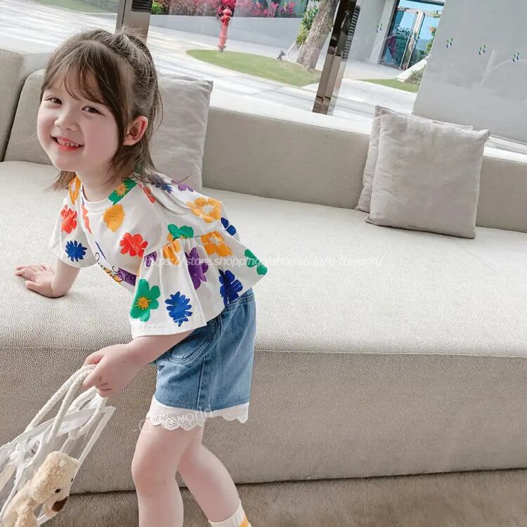 即納 90 140 2点セット トップス パンツ デニム ブラウス 花 女の子 韓国版 韓国子供服 子供服 キッズ Q Toworld キュートワールド 子供服 メール便は何点でも送料の合計は280円 即納 90 140 2点セット トップス パンツ デニム ブラウス 花 女の子 韓国版 韓国子供服 子供服 キッズ Q Toworld キュートワールド 子供服 メール便は何点でも送料の合計は280円