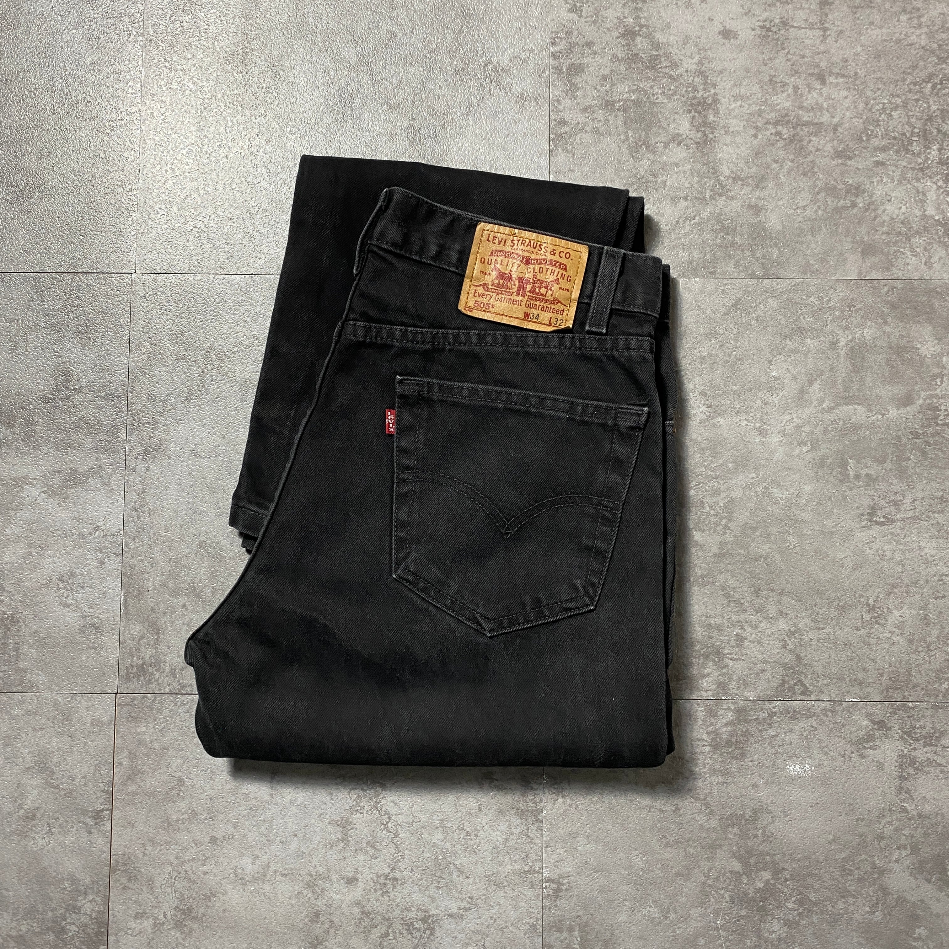 Levi's 505 ブラックデニム 先染め ストレートデニム W32 L32 90's