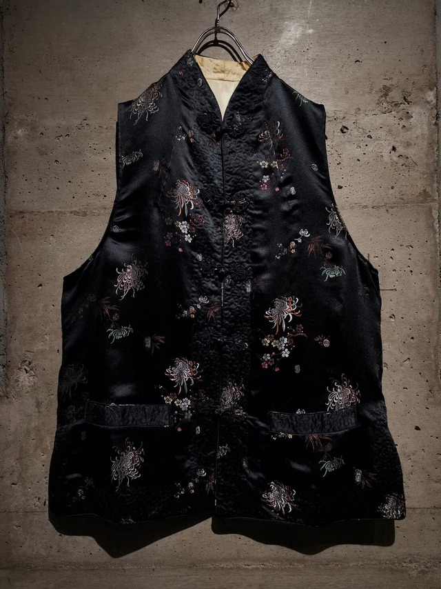 【Caka】"Reversible" Beautiful Flower Pattern  Loose China Vest