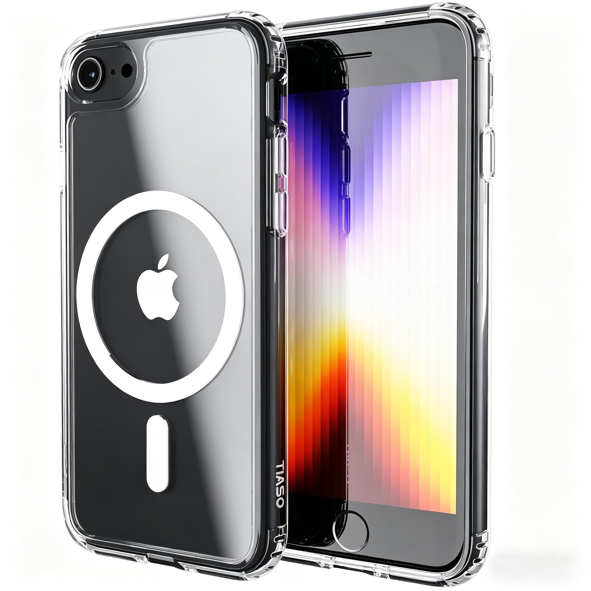 TIASO iPhone SE3/SE2/7/8 用 ケース 【PC背面・MagSafe対応】 クリア PC背面 黄変防止 耐衝撃 米軍MIL規格 SGS認証 傷つけ防止 超薄型 軽量ワイヤレス充電対応 SE3/SE2/7/8用対応(4.7インチ) クリア