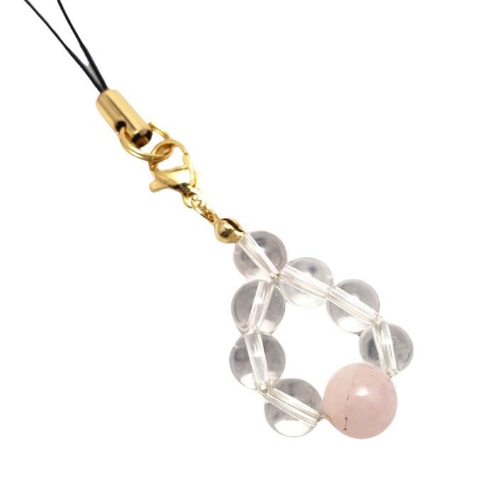 困難な恋愛のお守り モルガナイト クリスタル パワーストーン ストラップ 天然石 携帯ストラップ モルガン石 水晶 ピンク 透明 スマホ お守り プレゼント ラッピング無料 メール便 送料無料 不倫 復縁 アクセサリー
