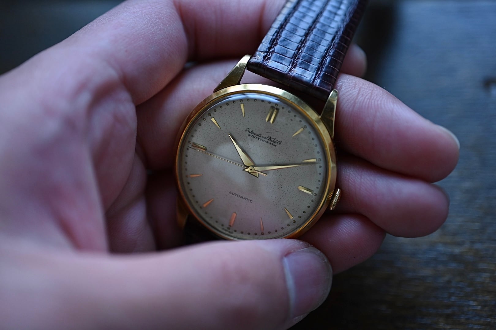 腕時計】1951年 IWC Cal.852 ”極初期型” 白文字盤 18KYG 金無垢時計