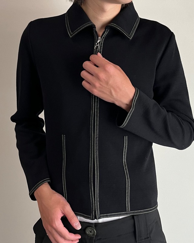 【LANVIN】stitching zip up blouson