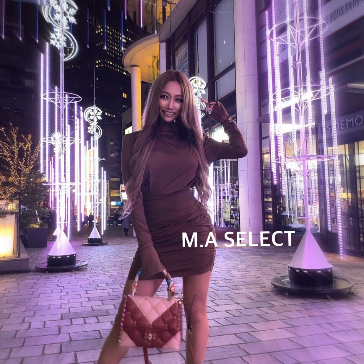 お洒落可愛い 海外ファッション インポート 海外セレブ オシャレ パーティー エレガント タイトワンピース M Aselect
