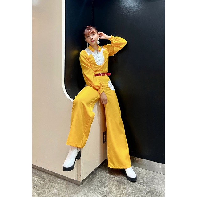 [razbliuto210] ま ち こコラボアイテム - Retro Yellow Jump Suit (Tops & Pants)