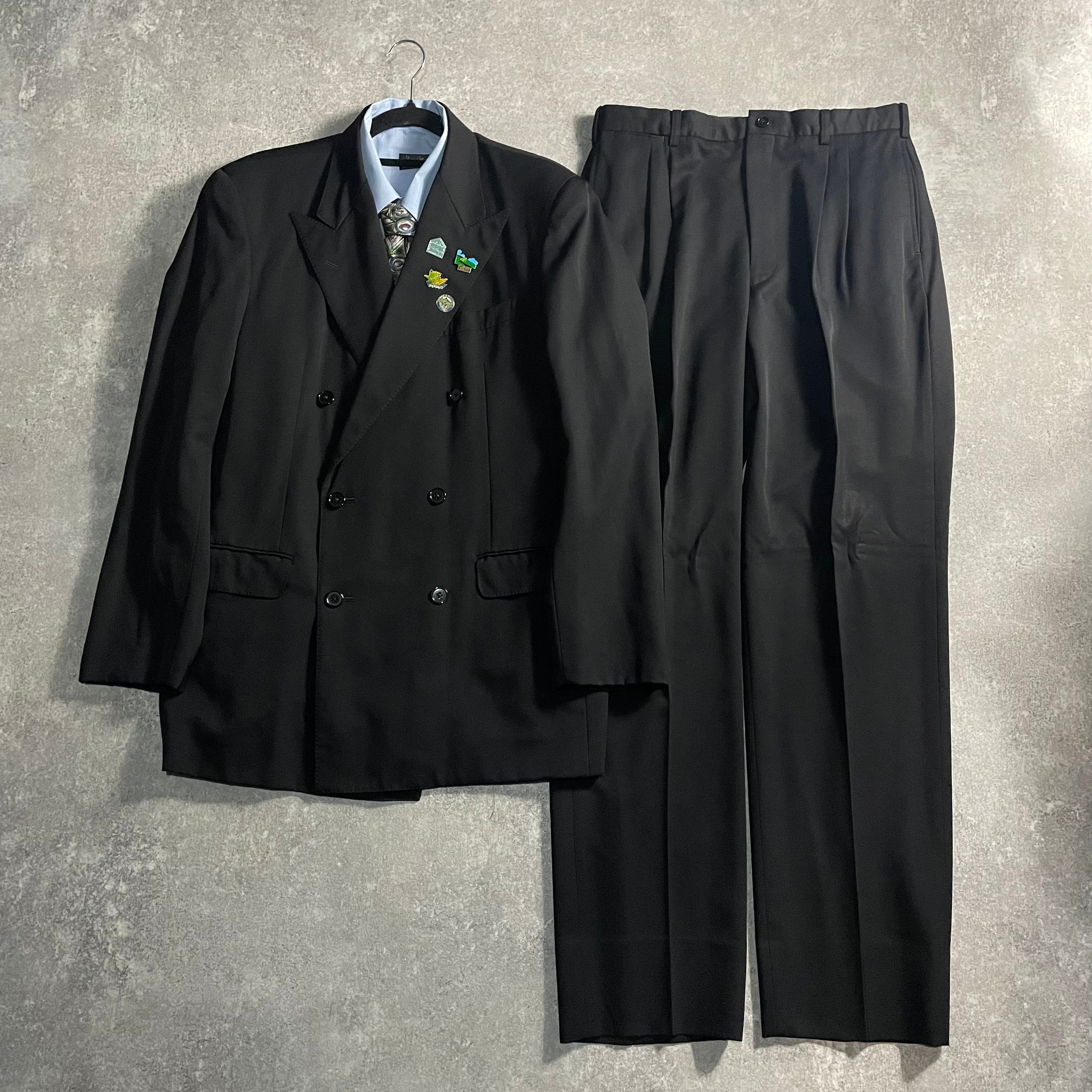 LOST特注【vintage】セットアップ ダブルスーツ カールヘルム ブラック 